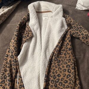 Print Sherpa Lined Long Sweater